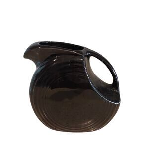 Fiestaware Large 7” Tall Black Disk Pitcher Retired Pottery Jug Serveware